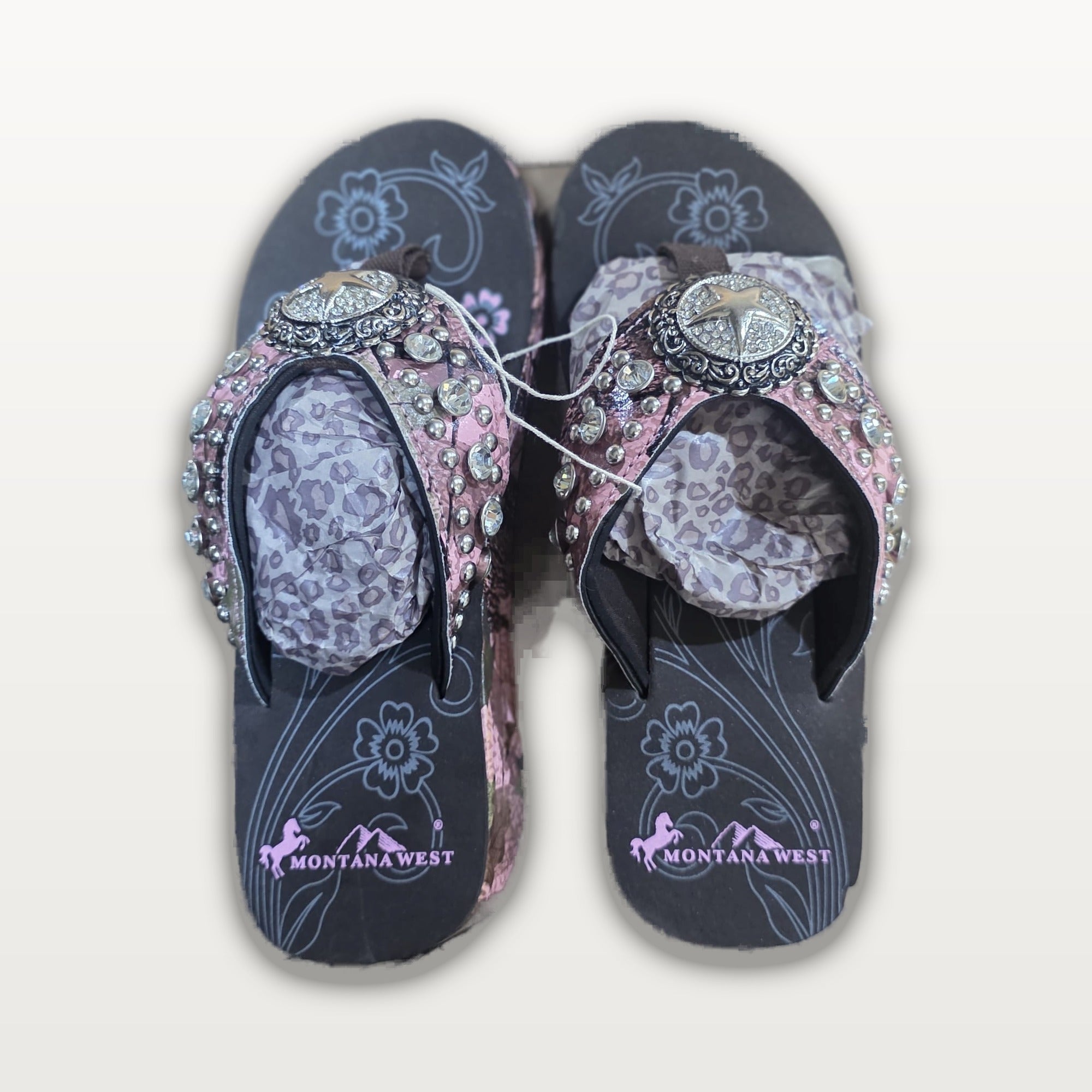Pink Leopard Star Concho Flip-Flops