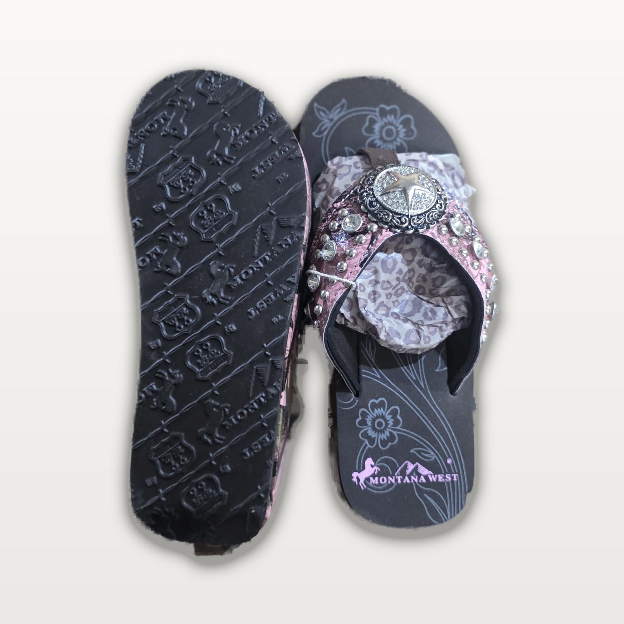 Pink Leopard Star Concho Flip-Flops