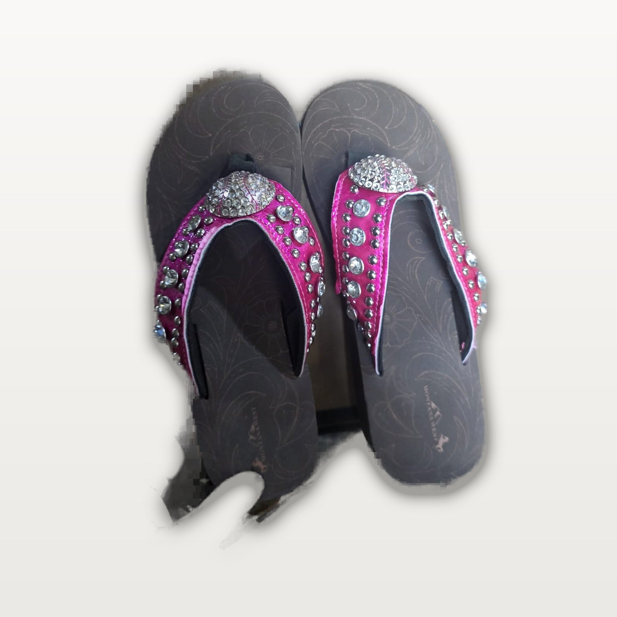 Hot Pink Rhinestone Concho Flip-Flops