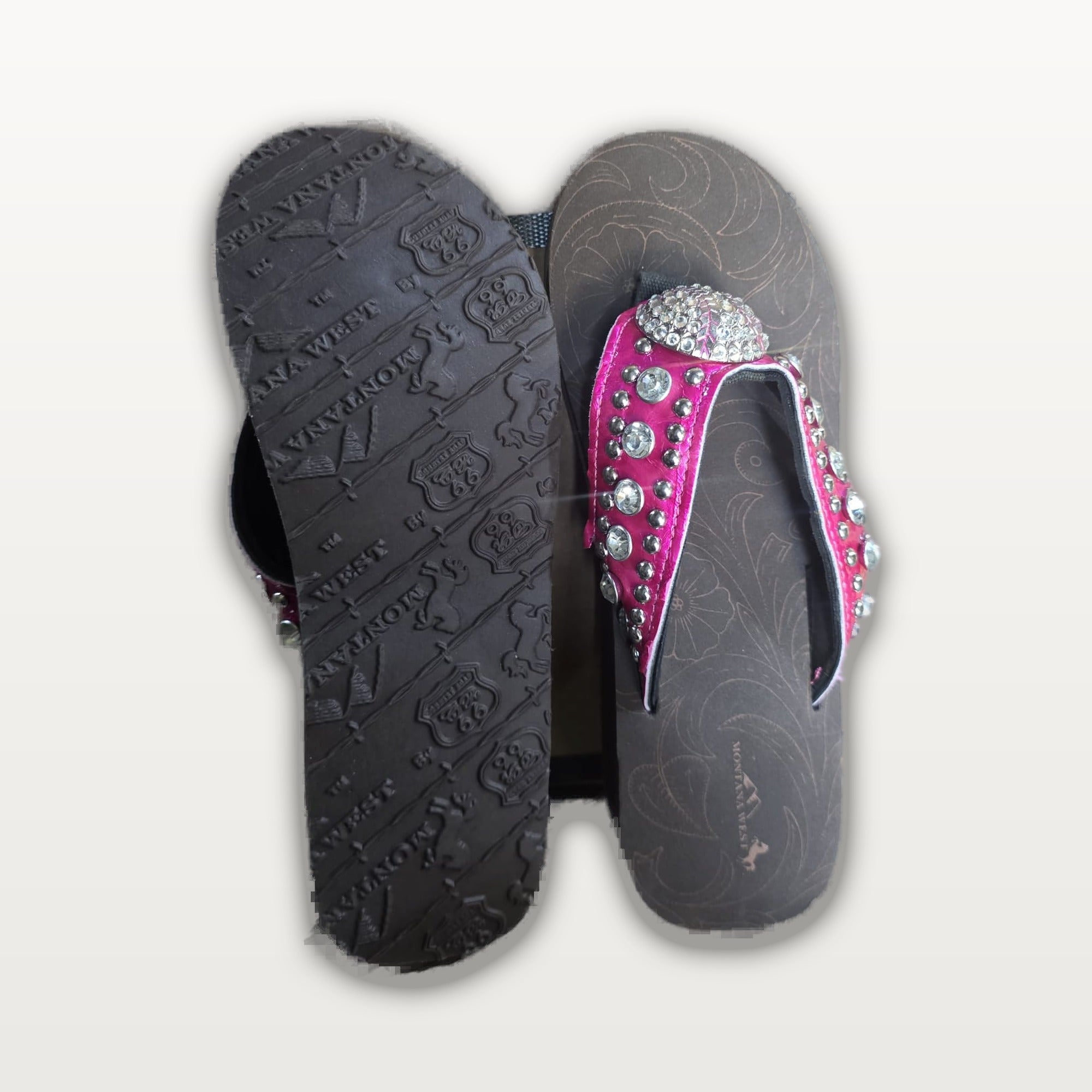 Hot Pink Rhinestone Concho Flip-Flops