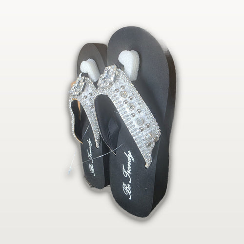 Be Trendy Graduated Rhinestone Flip-Flops