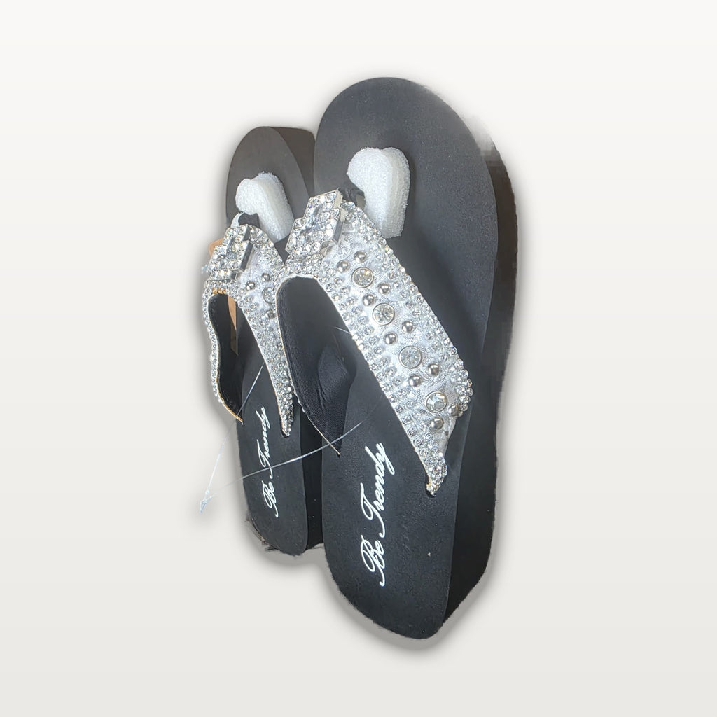 Be Trendy Pave Rhinestone Flip-Flops
