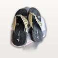 Cream Beaded Stud Flip-Flops