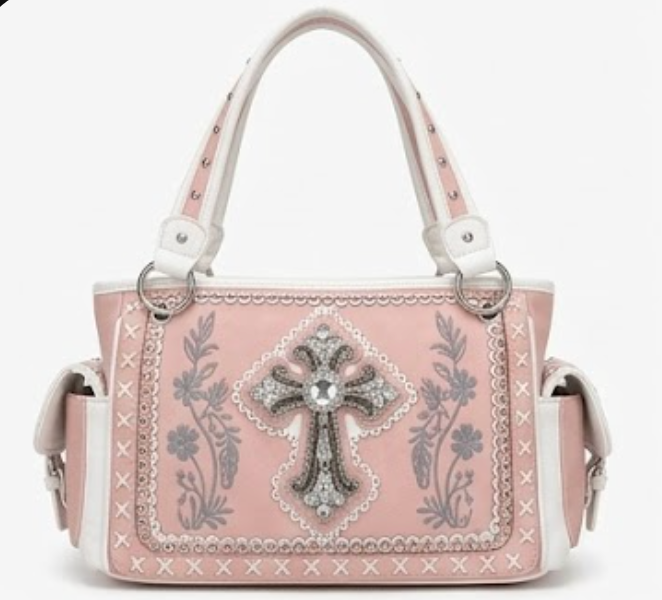 Pink Cross Concho Satchel