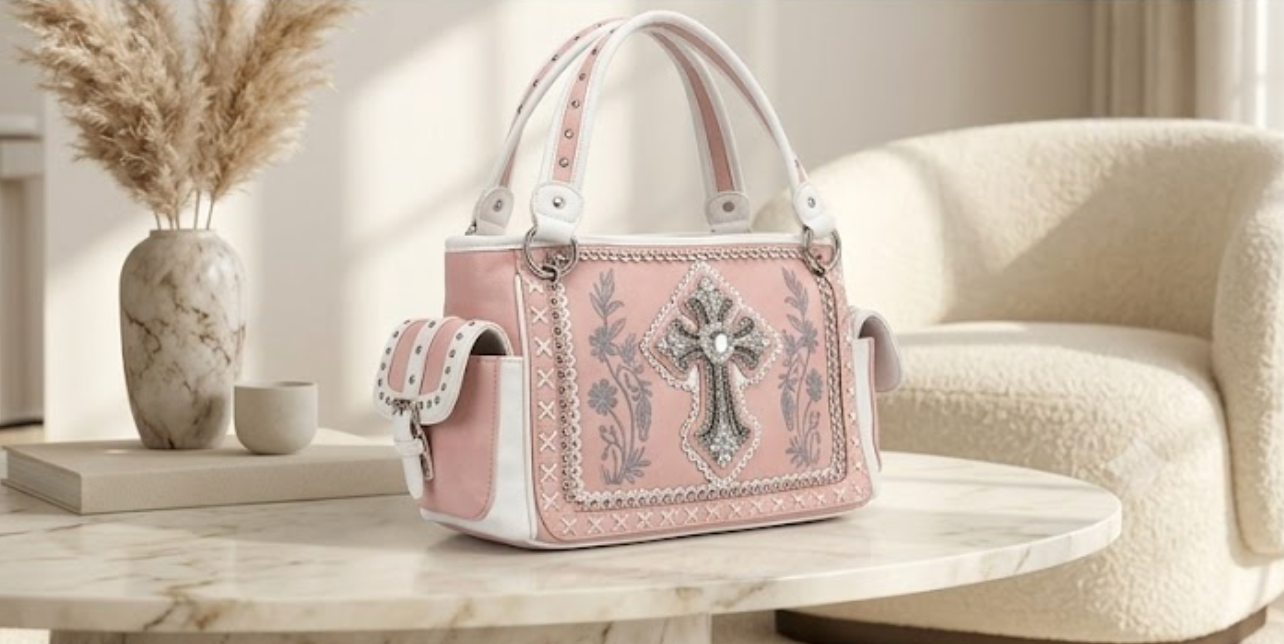 Pink Cross Concho Satchel