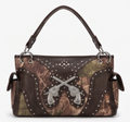 Brown Crossed-Pistols Camo Satchel