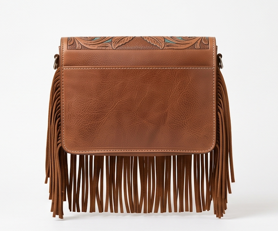 Tooled Fringe Crossbody Bag
