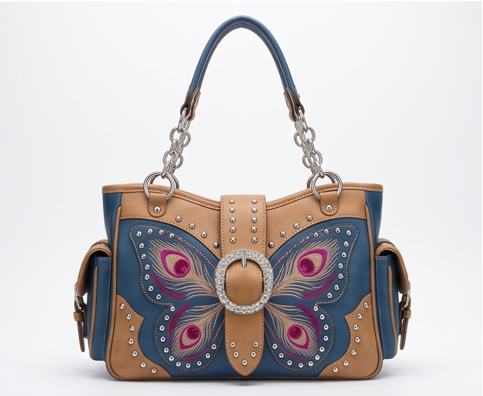 Blue Butterfly Western Satchel