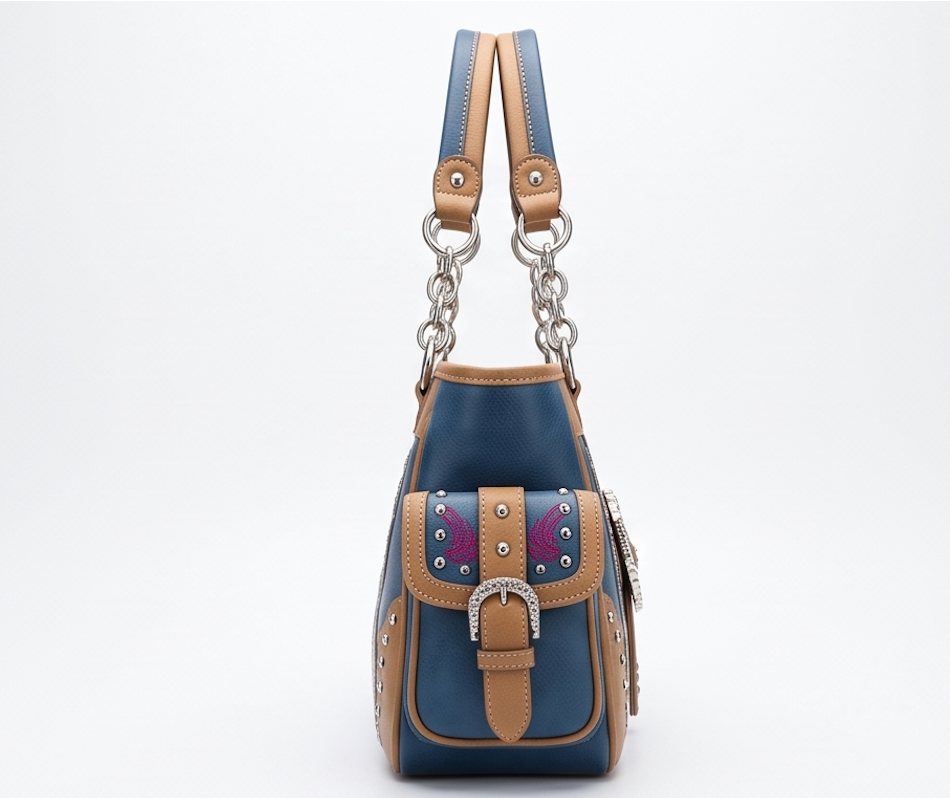 Blue Butterfly Western Satchel