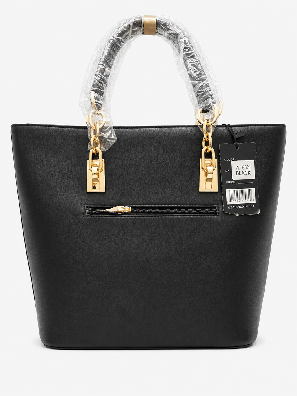 Black Gold-Chain Tote Bag - Back View | Afayi Commerce