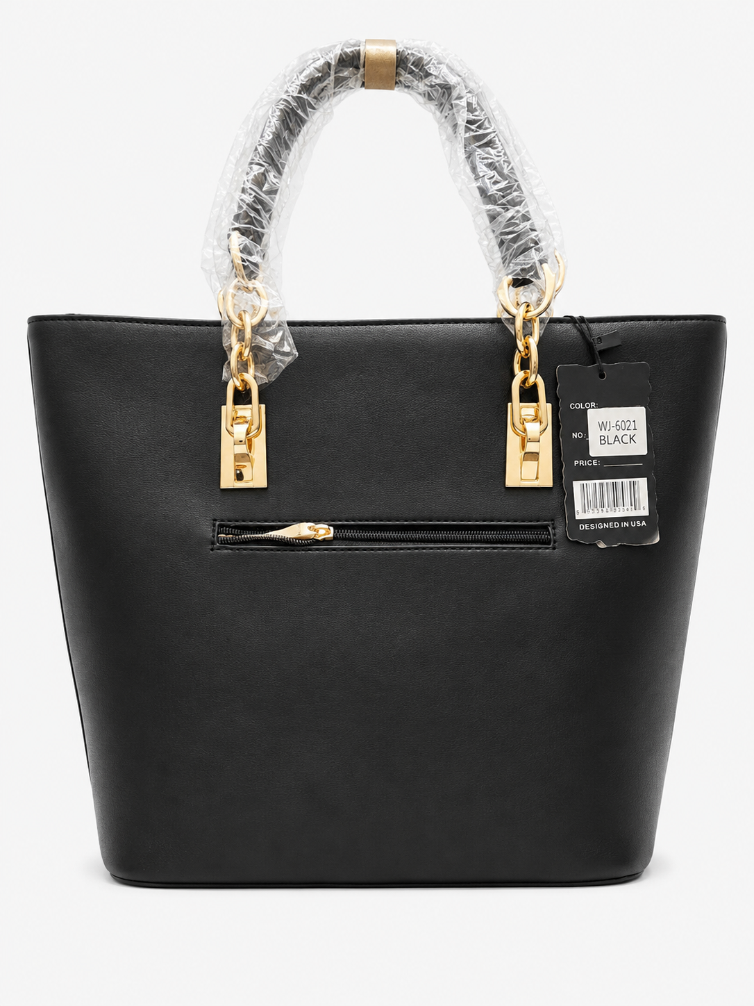 Black Gold-Chain Tote Bag - Back View | Afayi Commerce