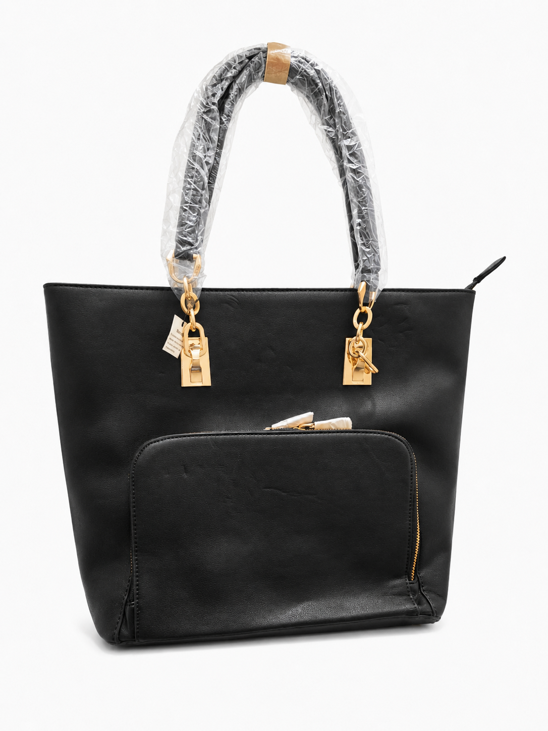 Black Gold-Chain Tote Bag - Front Angle View | Afayi Commerce