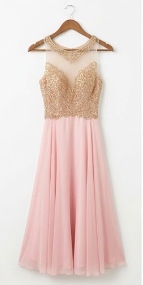 Blush Gold-Lace Illusion Gown