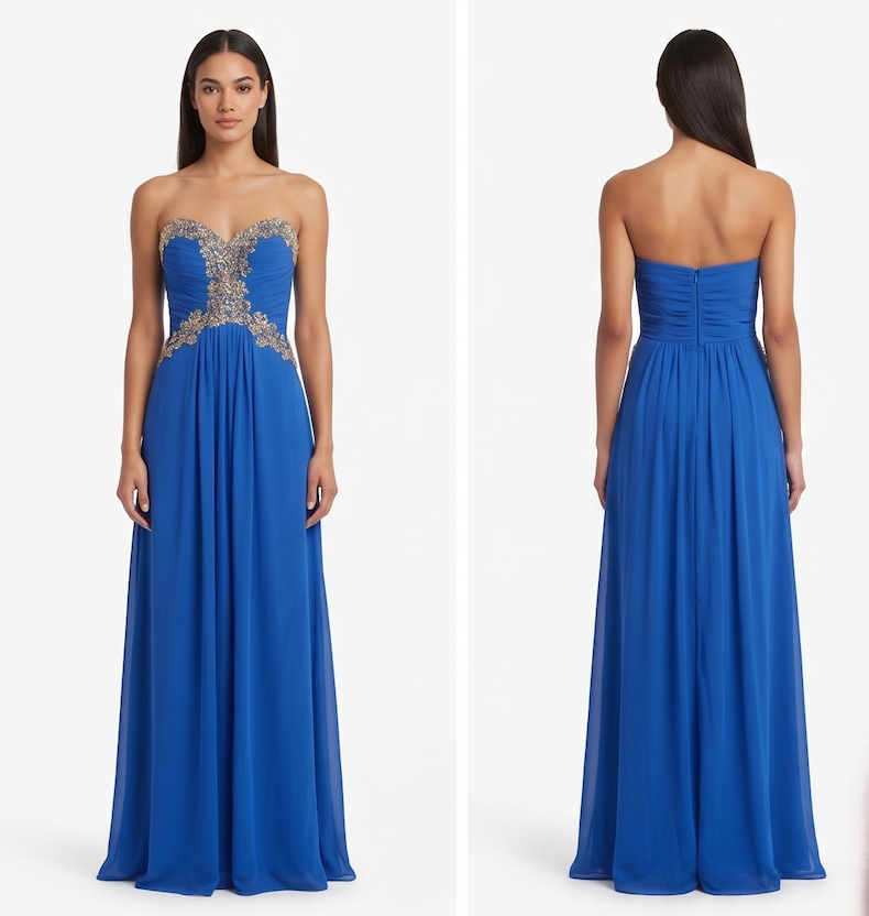 Royal Blue Beaded Chiffon Gown