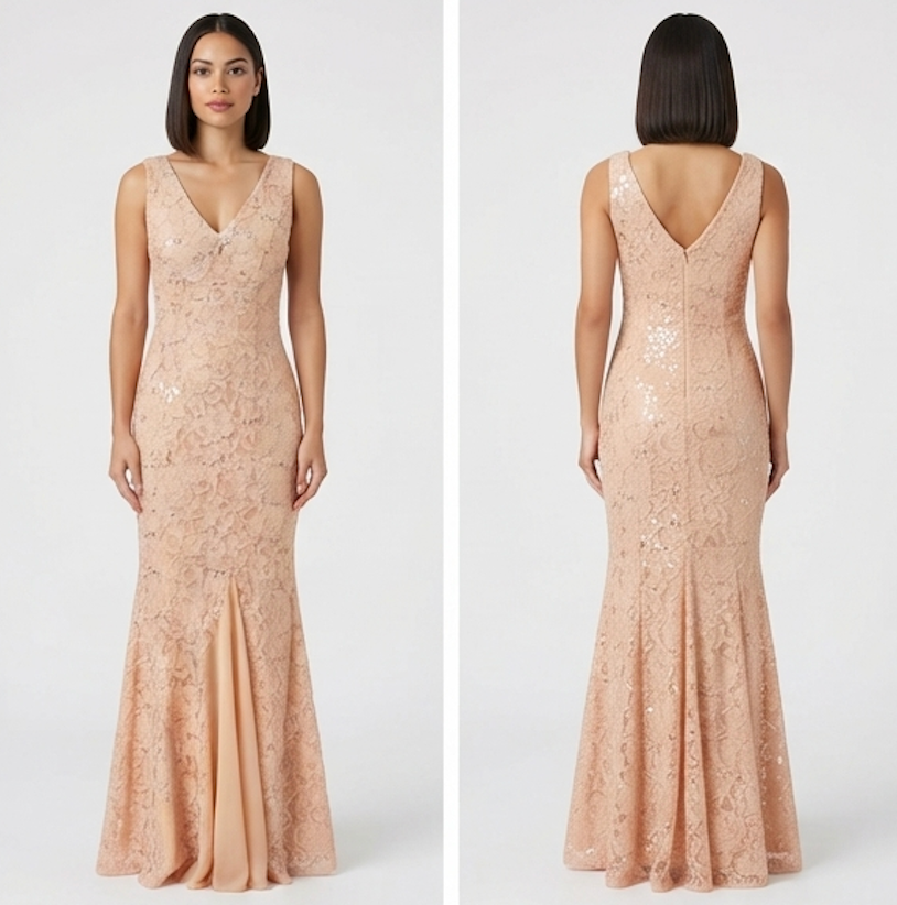 Rose-Gold Lace Mermaid Gown