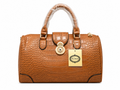 Cognac Croc-Embossed Satchel Bag - Front View | Afayi Commerce