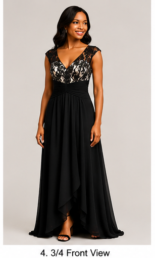 Black Lace Gown - Black (view 4)