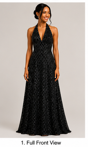 Black Halter Gown - Black (view 1)