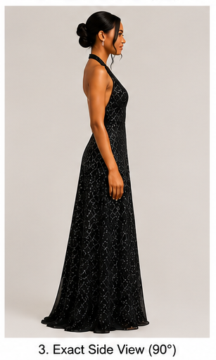 Black Halter Gown - Black (view 3)