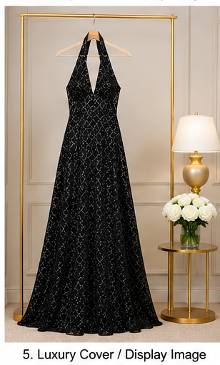 Black Halter Gown - Black (view 5)