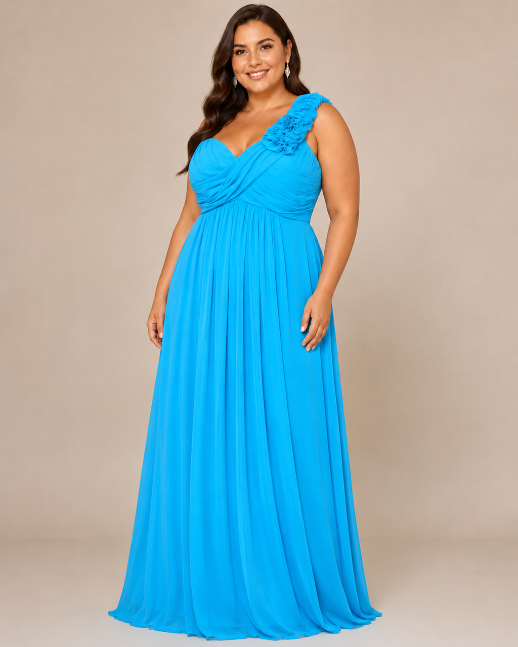 Turquoise Elegant Evening Gown - Turquoise (view 1)