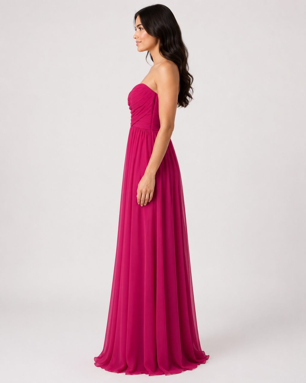 Fuchsia Strapless Sweetheart Gown - Fuchsia (view 2)