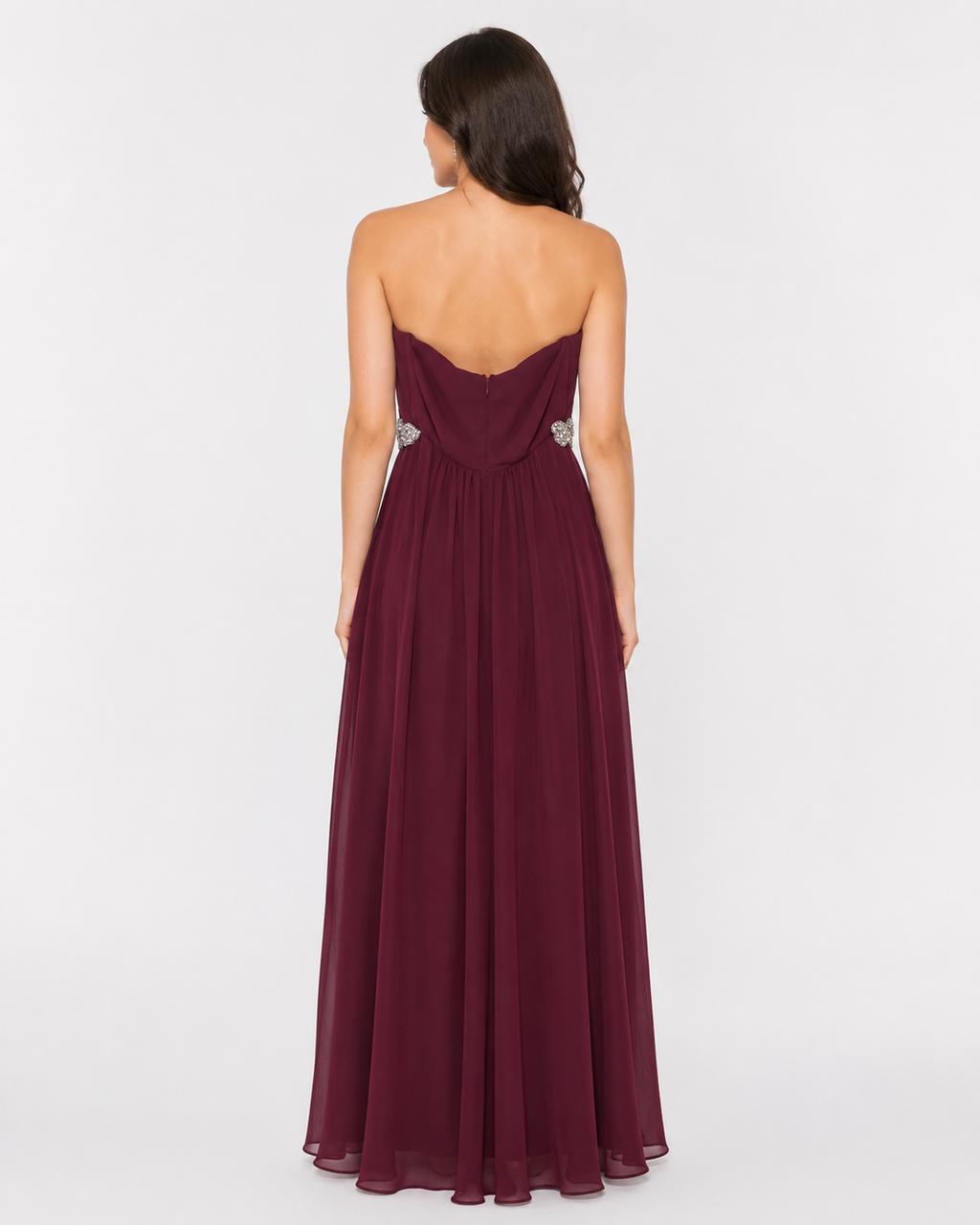 Wine Lace Column Gown - Wine (view 2)