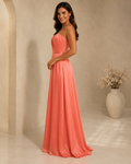 Coral Spaghetti Chiffon Gown - Coral (view 1)
