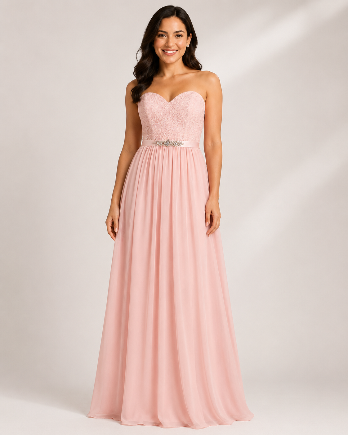 Blush Flowing Evening Gown - Blush (view 1)