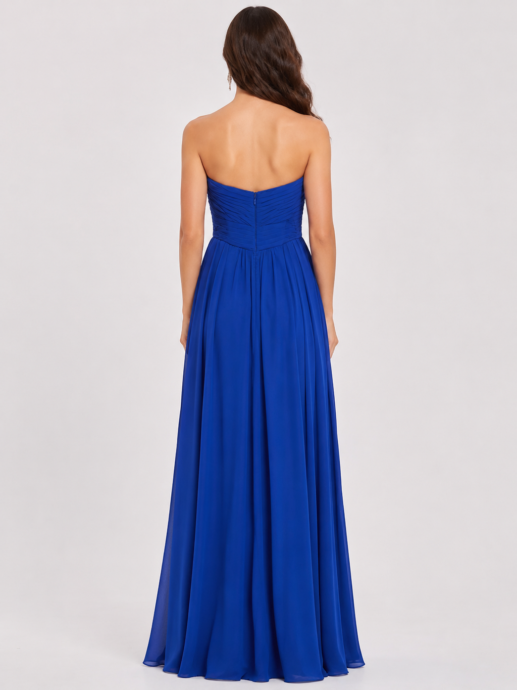 Royal Blue Chiffon Cascade Gown - Royal Blue (view 4)