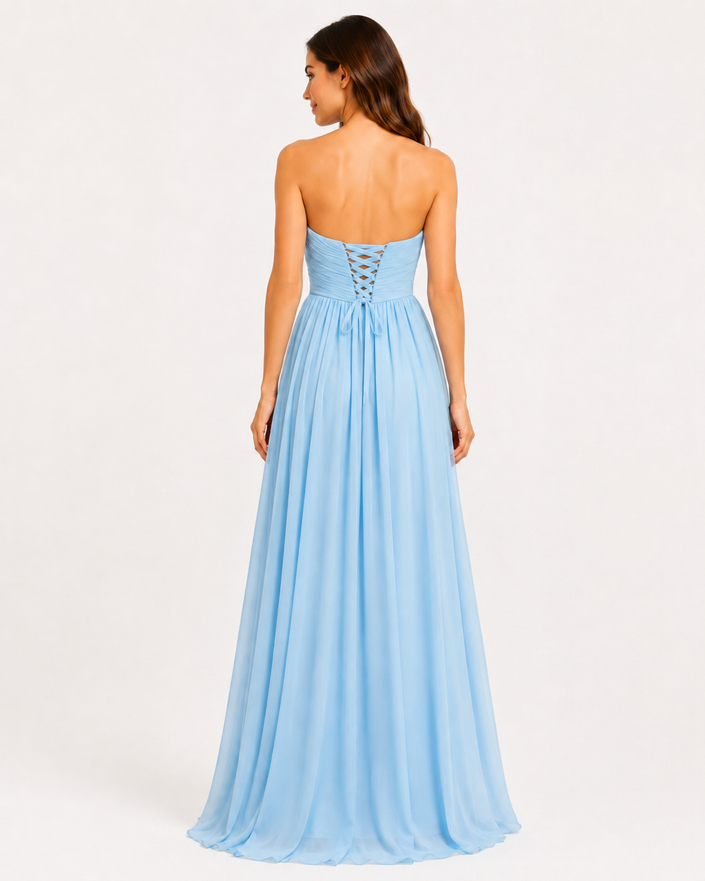 Sky Blue Chiffon Gown - Sky Blue (view 6)