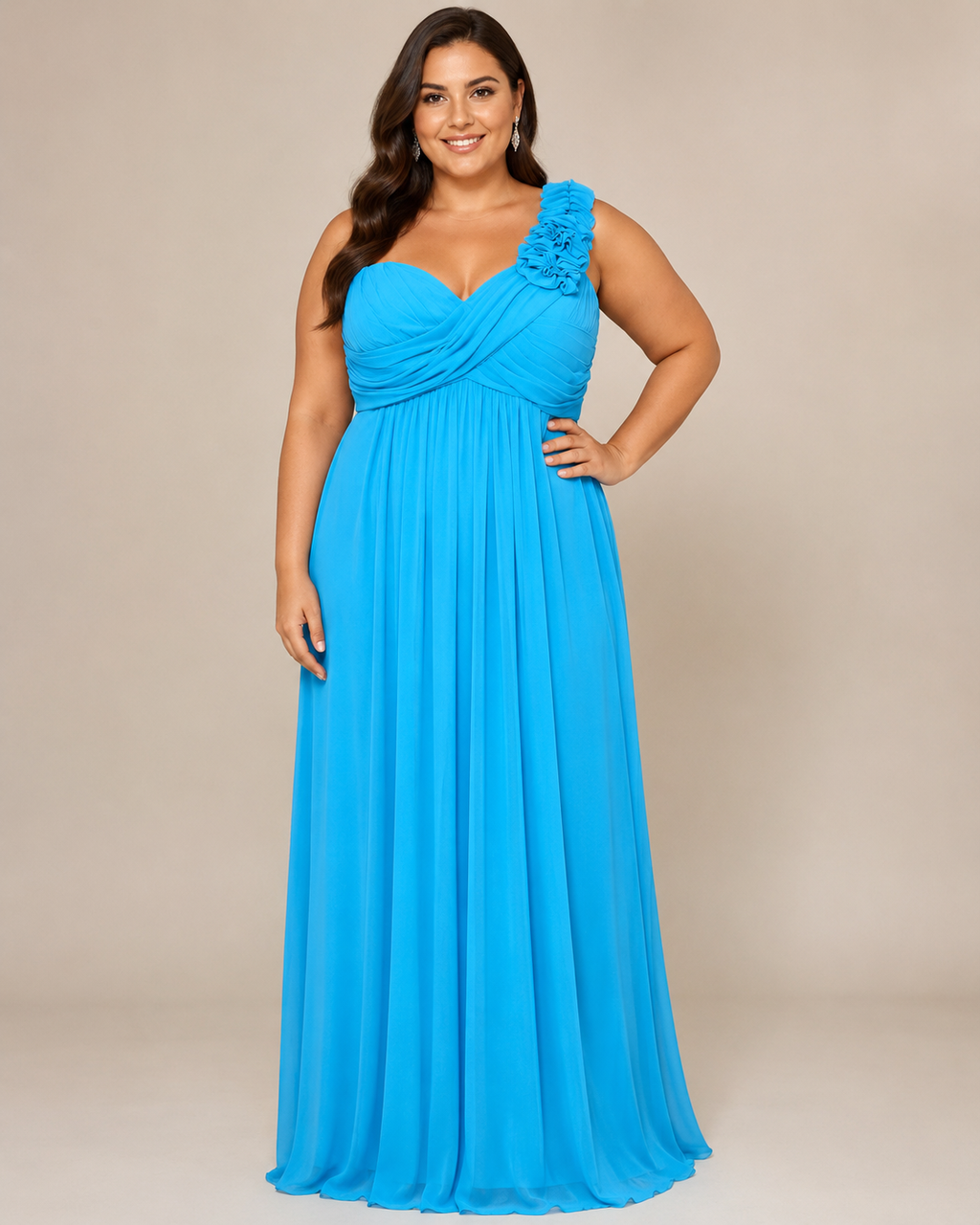 Turquoise Elegant Evening Gown - Turquoise (view 2)