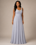 Silver Draped Bridesmaid Dress - Silver (view 1)