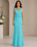 Turquoise Flowing Occasion Gown - Turquoise (view 1)