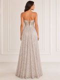 Silver Classic Prom Gown - Silver (view 1)