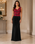 Burgundy Flowing Evening Dress - Burgundy (view 1)