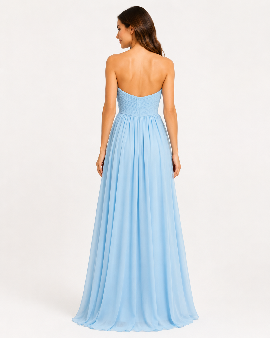 Sky Blue Chiffon Gown - Sky Blue (view 5)