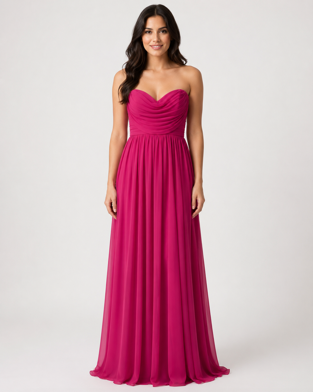 Fuchsia Strapless Sweetheart Gown - Fuchsia (view 1)