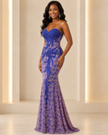 Purple Draped Prom Gown - Purple (view 1)