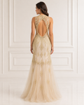 Champagne Flowing Party Gown - Champagne (view 1)