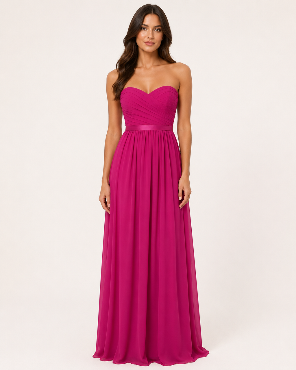 Fuchsia Sweetheart Beaded-Waist Gown - Fuchsia (view 2)