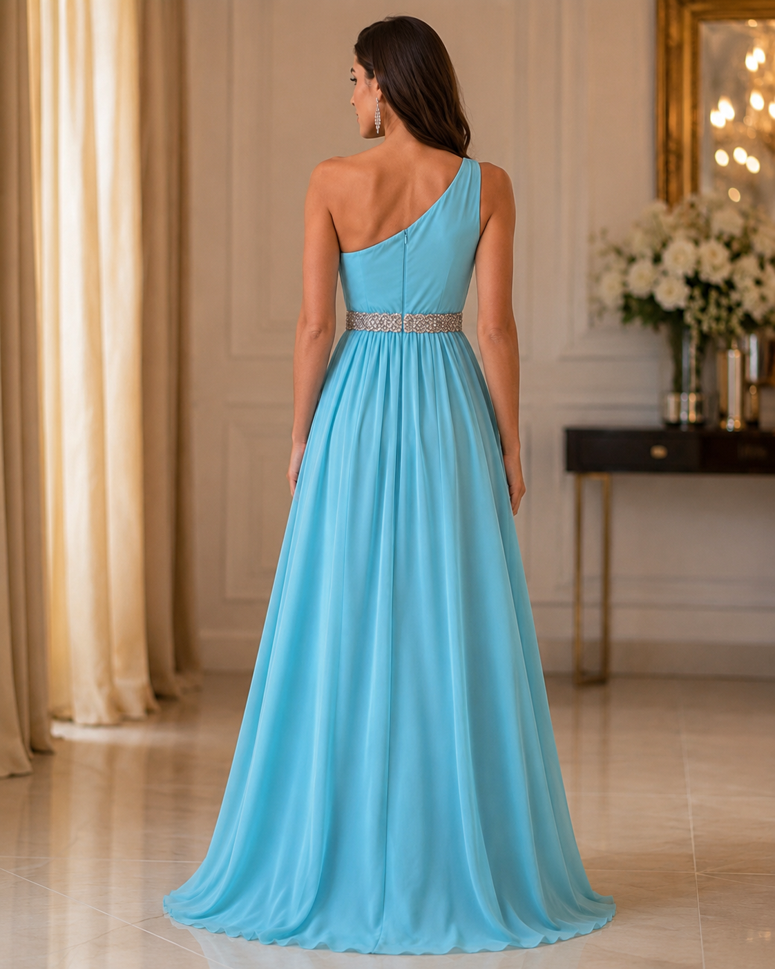 Turquoise Statement Evening Gown - Turquoise (view 1)