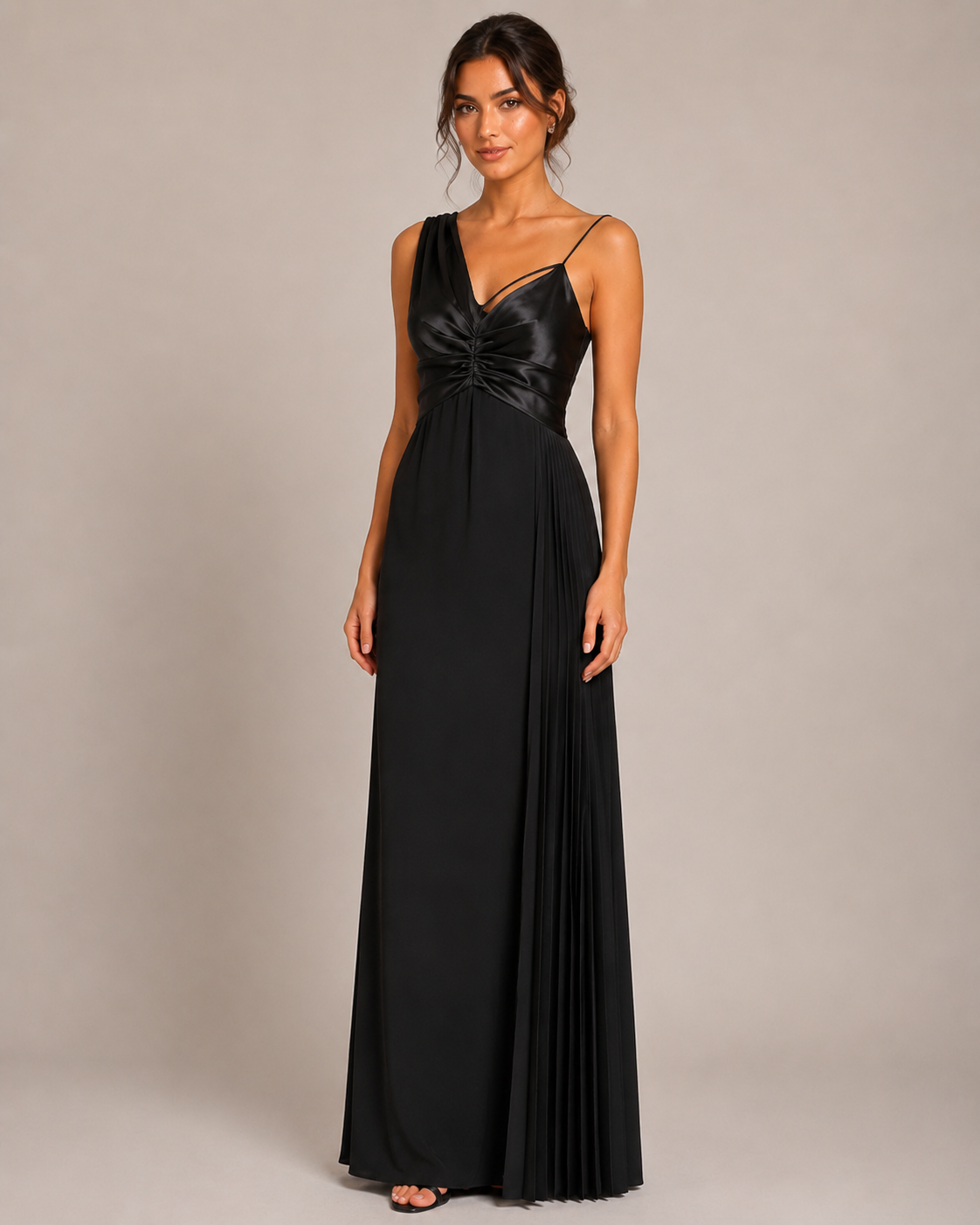 Black Floor-Length Bridesmaid Dress - Black (view 1)
