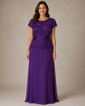Purple Lace Bodice A-Line Gown - Purple (view 1)