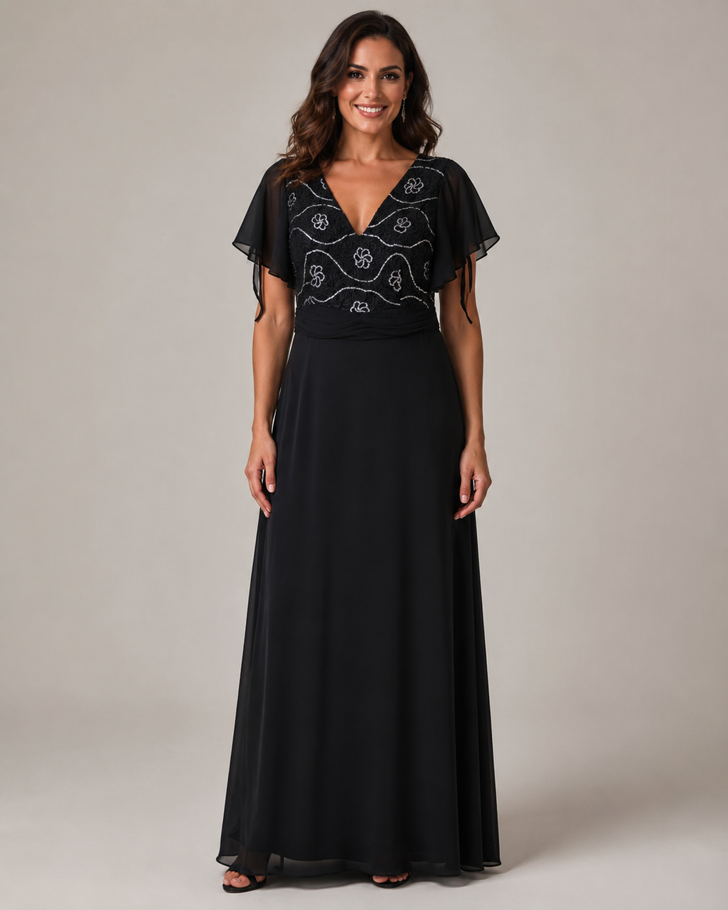 Black Floor-Length Formal Gown - Black (view 1)