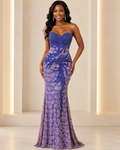 Purple Lace Mermaid Gown - Purple (view 1)