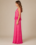 Pink Lace Column Gown - Pink (view 1)
