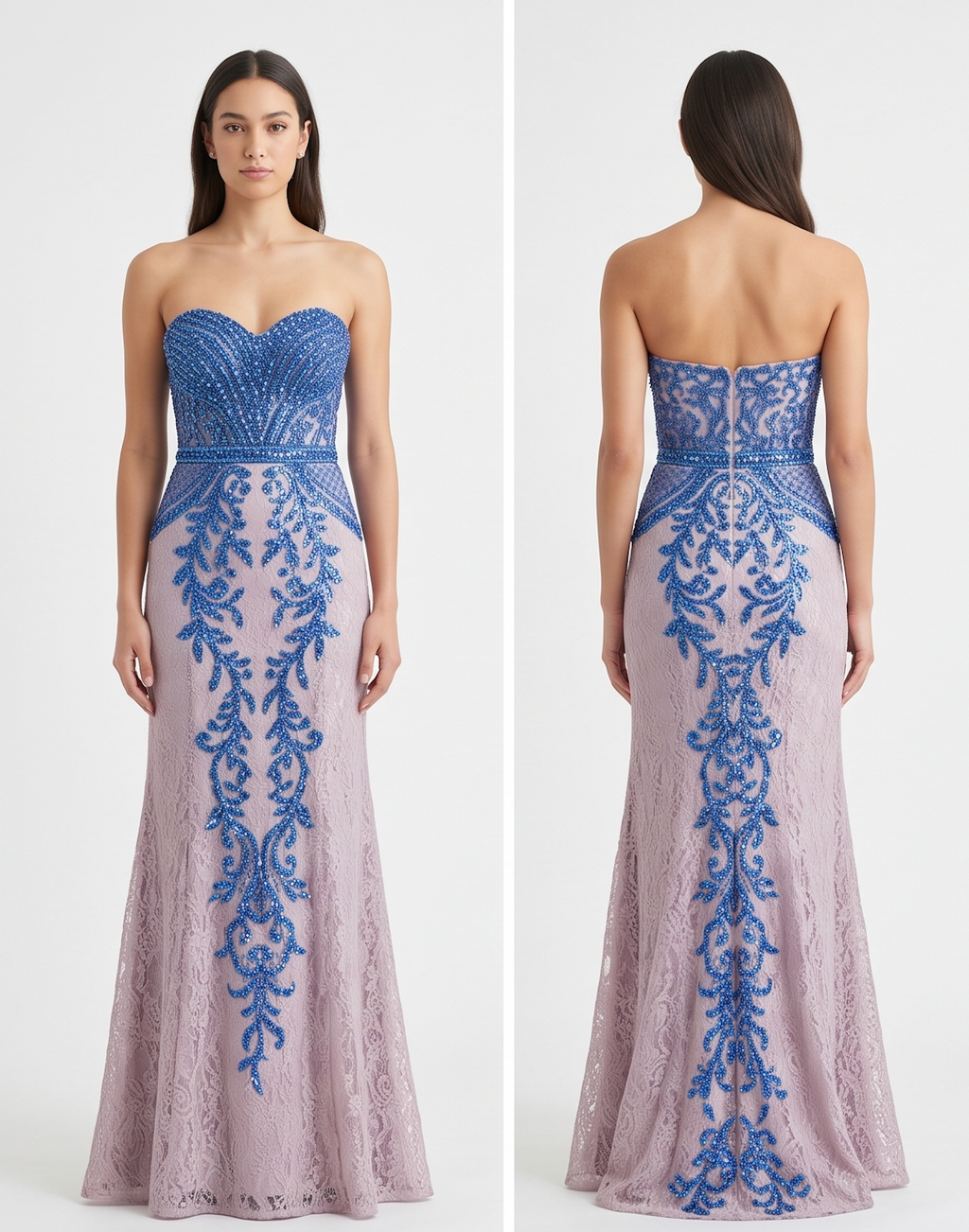 Blue Lace Mermaid Gown