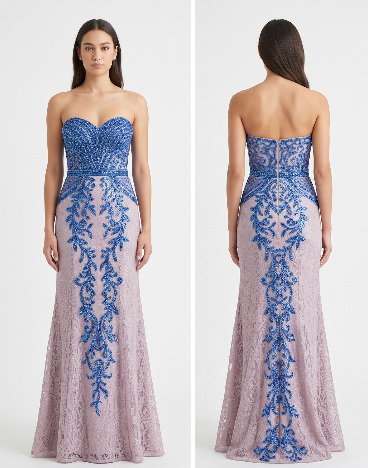 Blue Lace Mermaid Gown