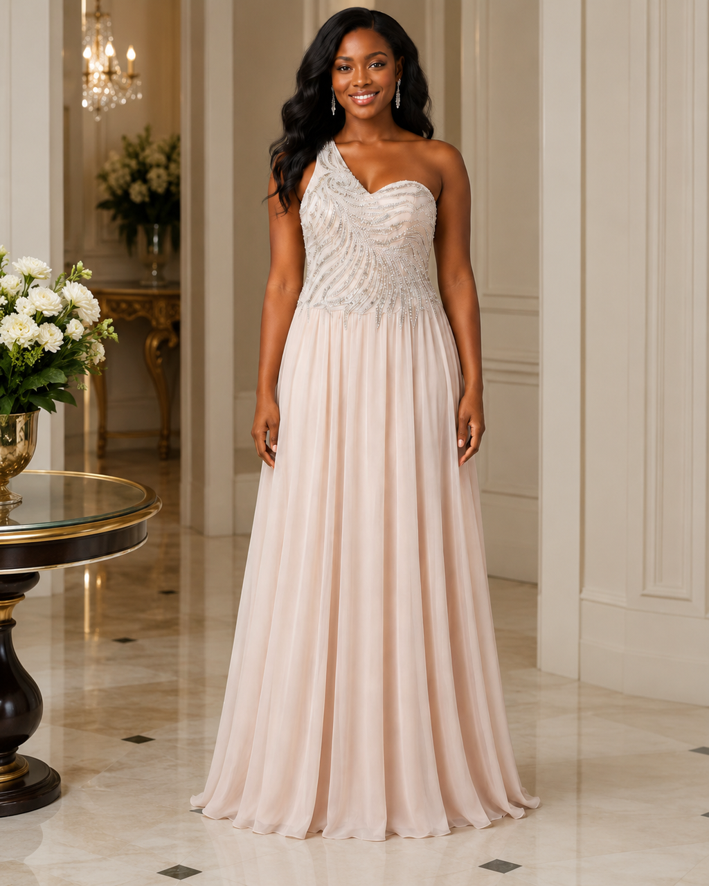 Ivory Floor-Length Evening Dress - Ivory (view 1)